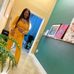 Three piece mustard blazer set